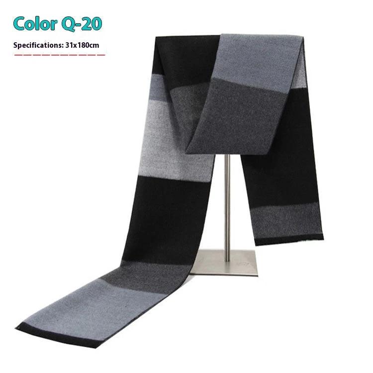 Men's Warm Cashmere-like Striped Scarf by GJG Denim