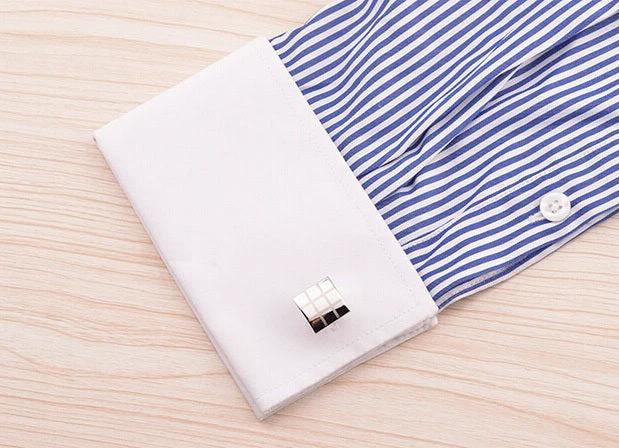 Men's French Checkered Laser Check Cufflinks by GJG Denim