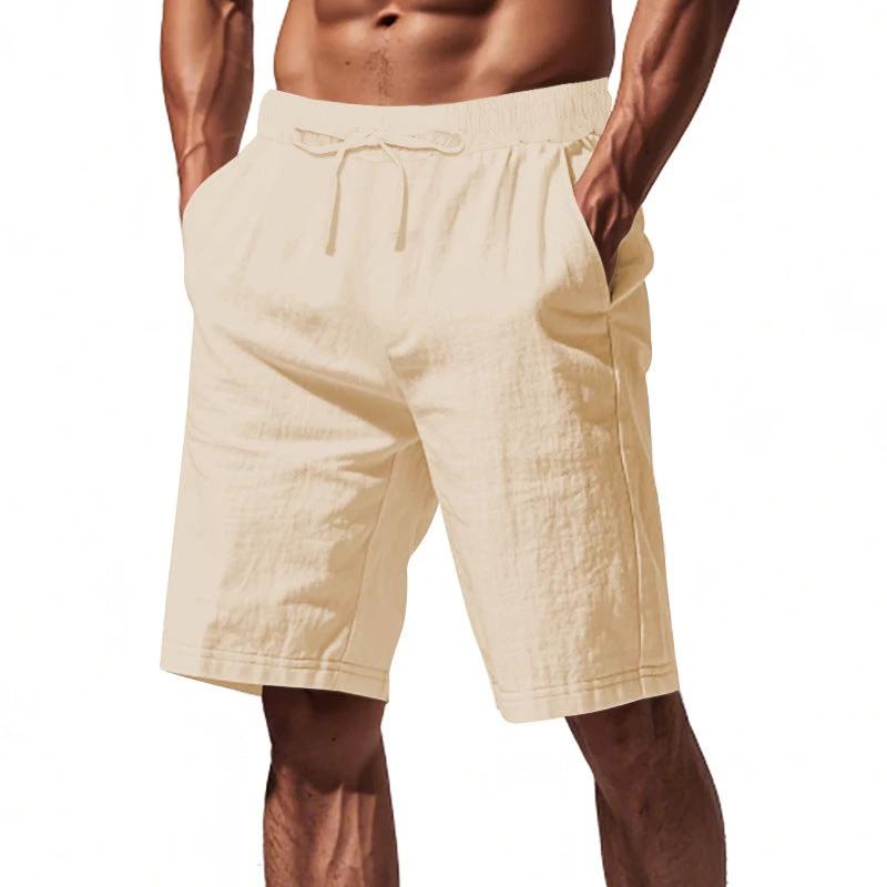 Men's Pants Loose Casual Linen Solid Color Shorts by GJG Denim
