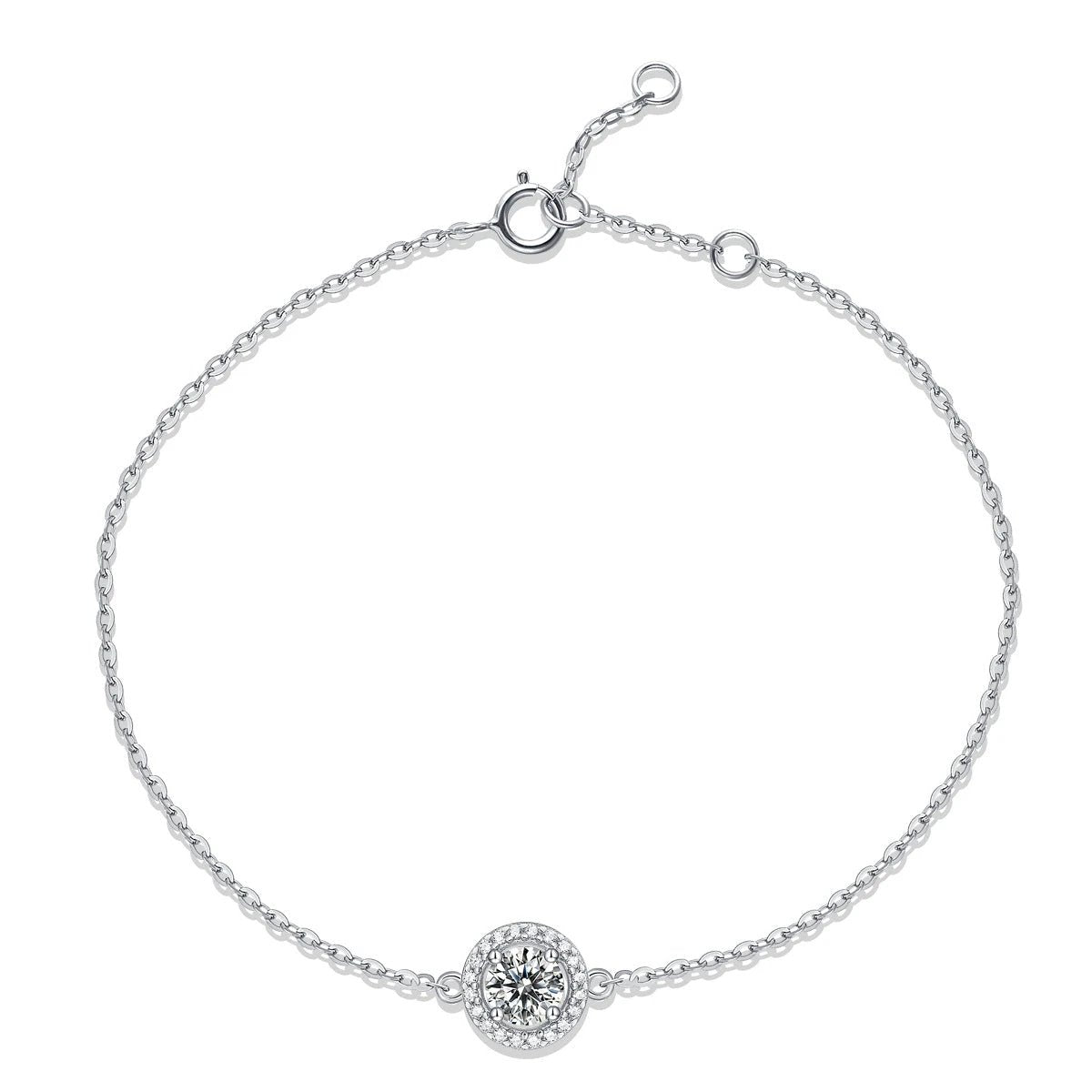 Silver Light Luxury Moissanite Round Bag Bracelet by GJG Denim