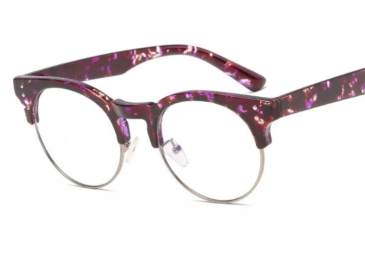 Men's Flat Mirror Glasses, With Retro Wood Grain Frame by GJG Denim