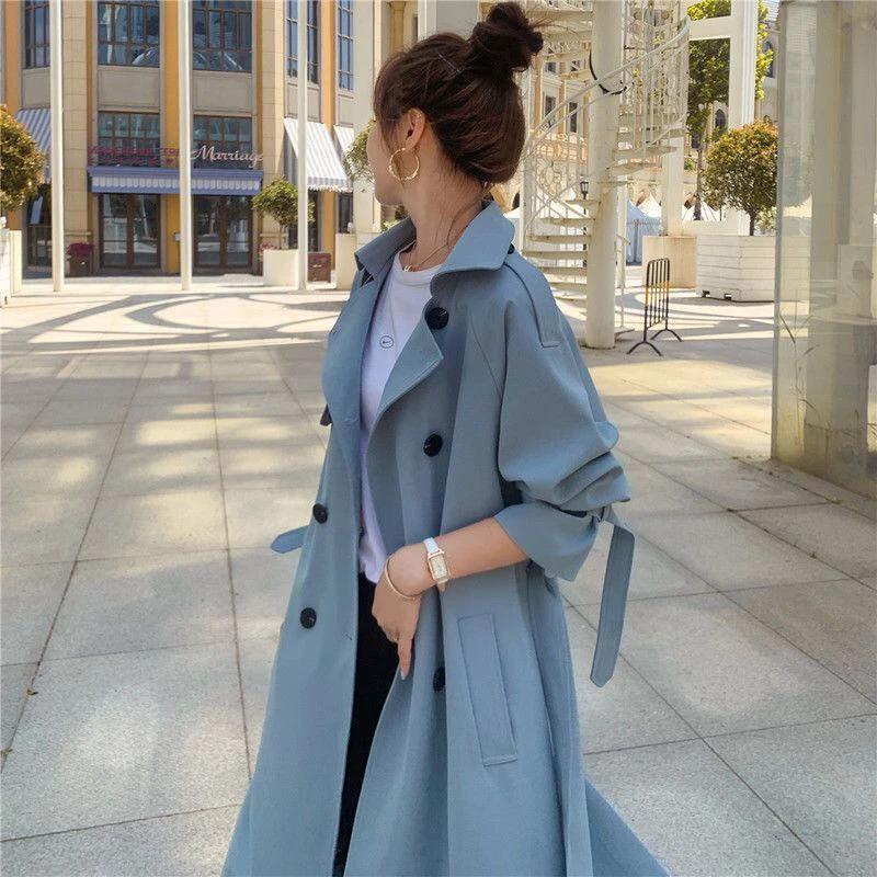 British Style Trench Coat Women's Mid-length Loose Spring And Autumn Temperament Coat by GJG Denim