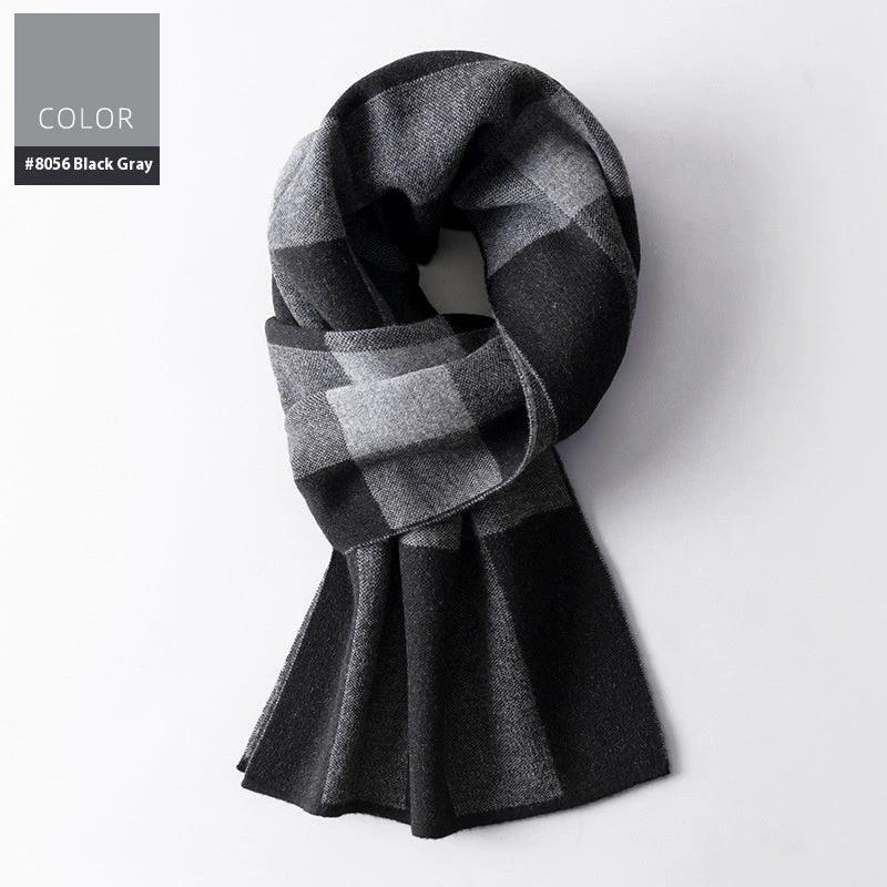 Men's Wool Winter Plaid Double-sided Scarf by GJG Denim