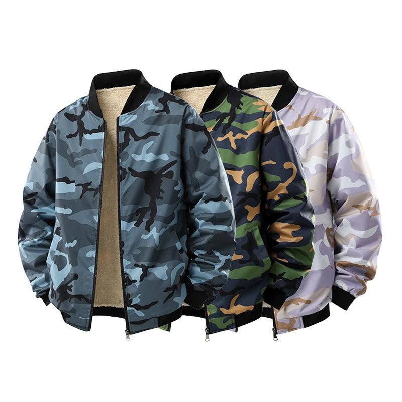 Men's Fleece-lined Thick Casual Camouflage Jacket by GJG Denim
