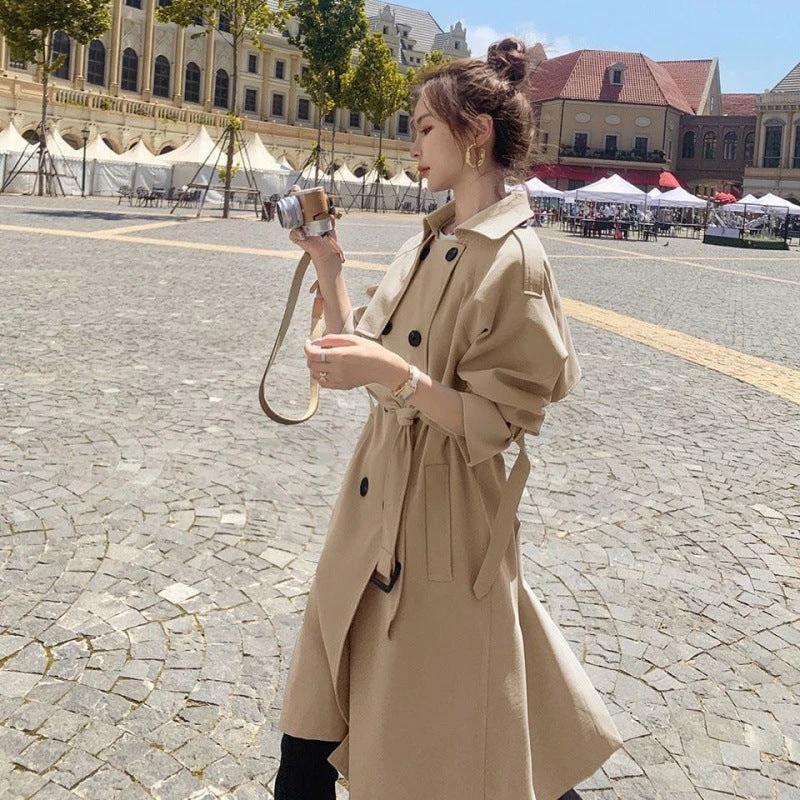 British Style Trench Coat Women's Mid-length Loose Spring And Autumn Temperament Coat by GJG Denim