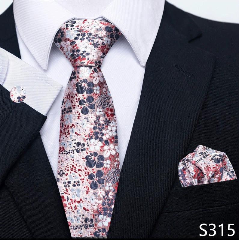 Men's Creative All-match Business Formal Wear Tie Scarf Cufflink Set by GJG Denim