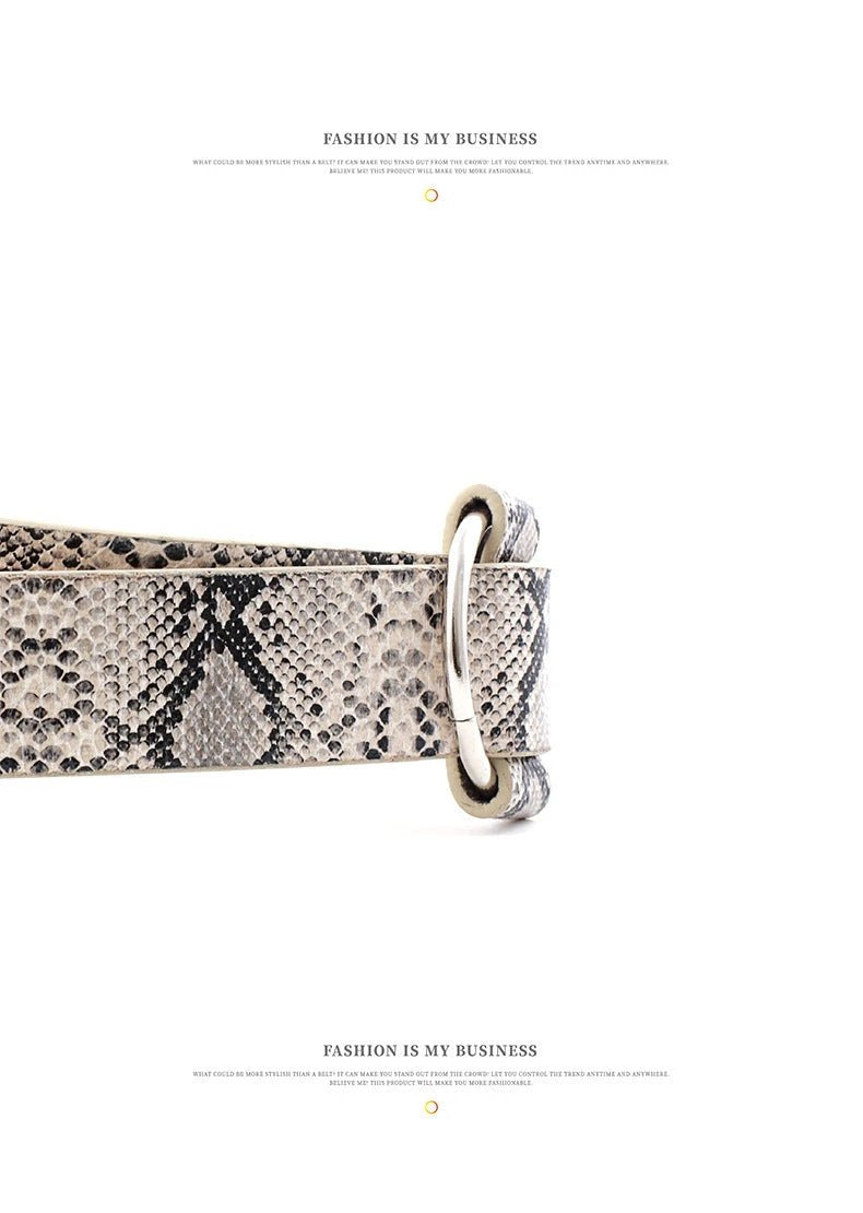 Needle-free Round Buckle Leisure Women's Belt Youth Fashion Wide Belt by GJG Denim