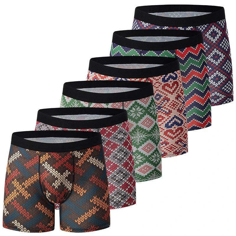Polyester Men's Mid-waist Printed Underwear 6-piece Set by GJG Denim