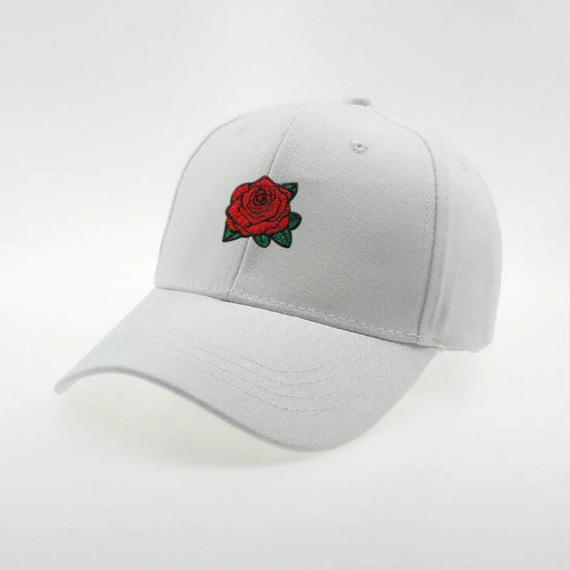 Men's Rose Embroidered Baseball Cap by GJG Denim
