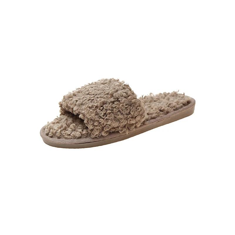 Sheep curl women slippers suitable for non-slip cotton slippers by GJG Denim