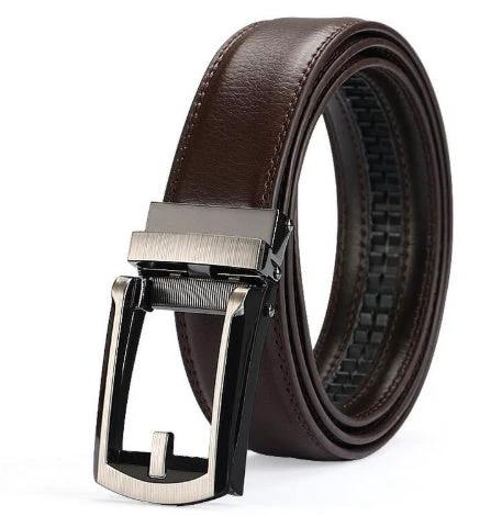 Men's Automatic Buckle Two-layer Cowhide Leather Belt by GJG Denim