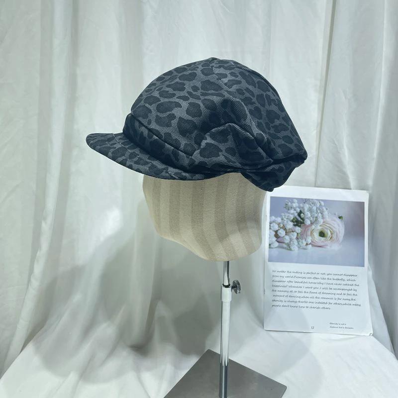 American-style Retro Chic Leopard-print Beret For Women by GJG Denim