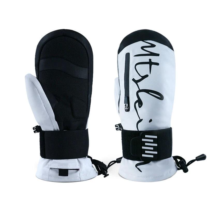 Men's Built-in Wristband Shock Absorption Veneer Warm Waterproof Ski Gloves by GJG Denim