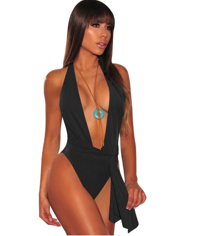 one-piece swimsuit women low-cut bikini by GJG Denim