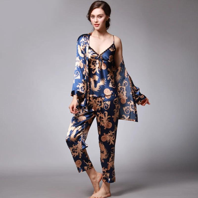 Three-piece silk pajamas for women by GJG Denim