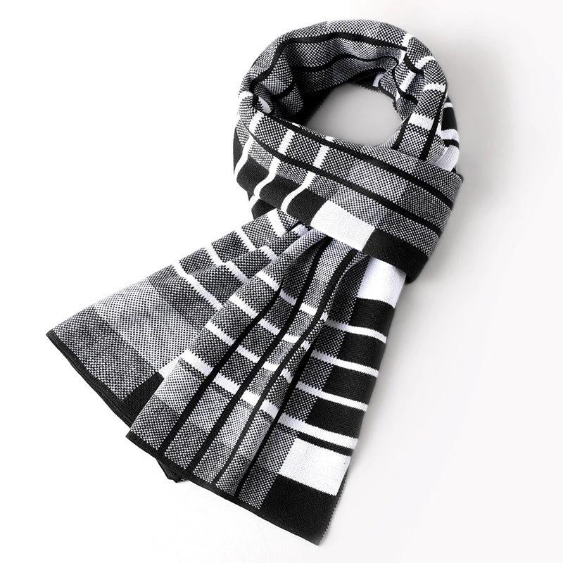 Cashmere-like Plaid Long Men's Scarf by GJG Denim