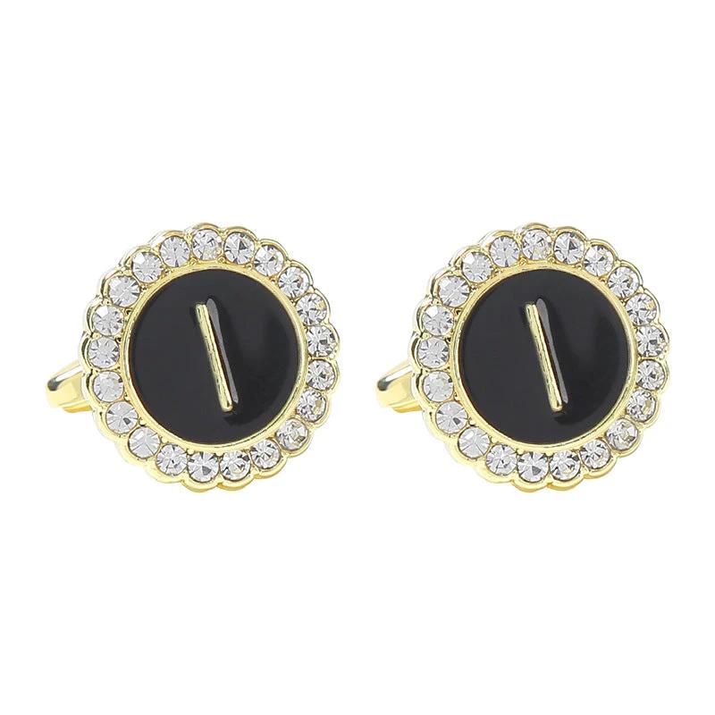 Round Diamond-like Cufflinks for Men 26 Letters by GJG Denim