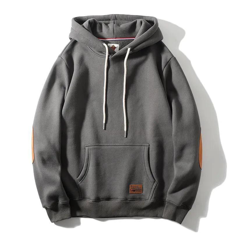 Men's Thick Warm Affixed Cloth Embroidered Hoodies by GJG Denim