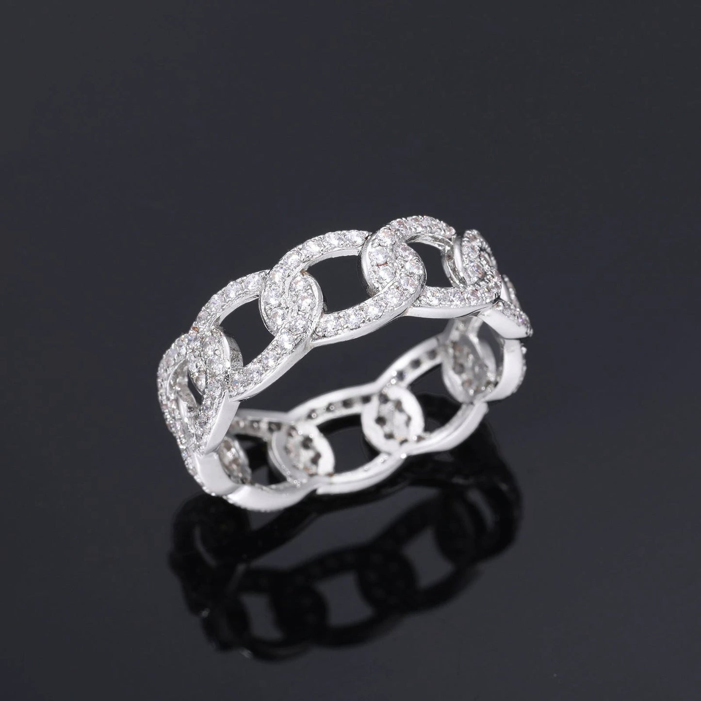 Gold-plated Diamond-studded Chain Ring For Men by GJG Denim