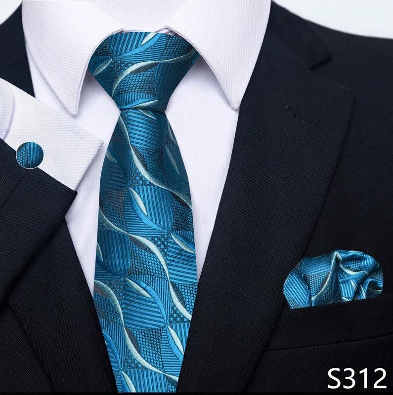 Men's Creative All-match Business Formal Wear Tie Scarf Cufflink Set by GJG Denim