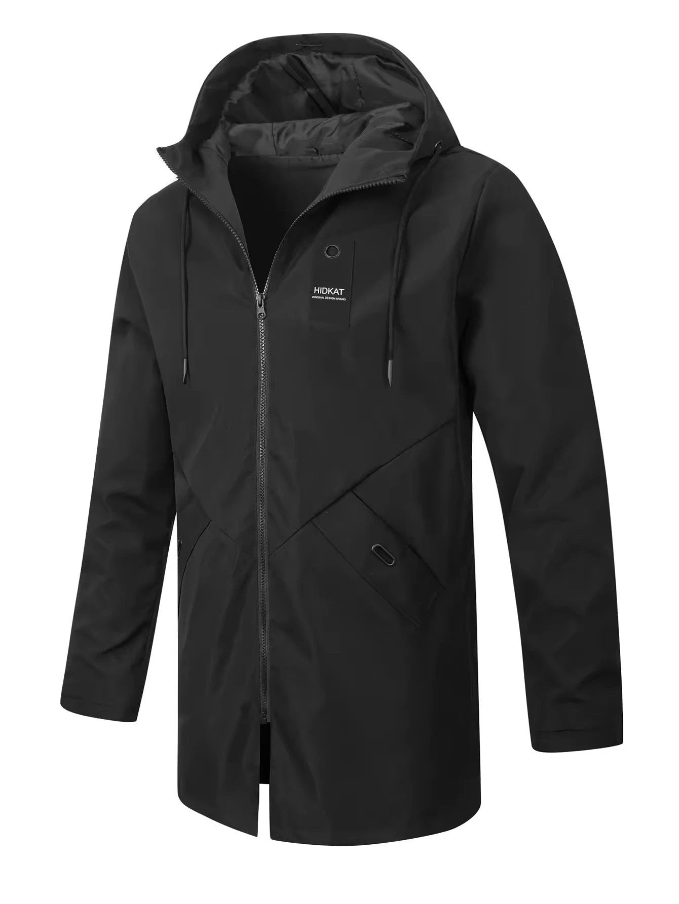 Mid-length Men's Hooded Casual Windproof Jacket by GJG Denim
