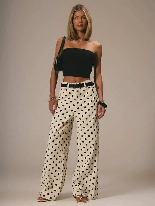 Casual Polka Dot Mid-rise Non-stretch Jeans by GJG Denim