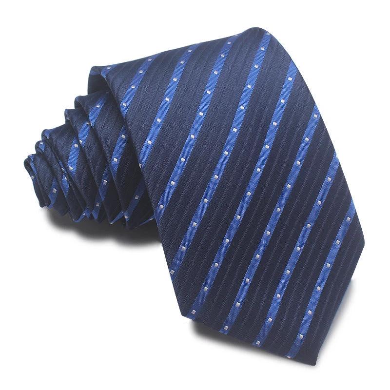 Men's 8CM Polyester Jacquard Striped Ties by GJG Denim
