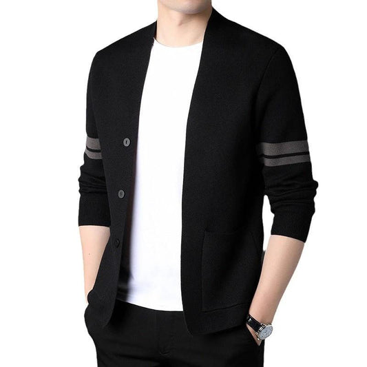 Men's Versatile Solid-color Knit Sweater by GJG Denim