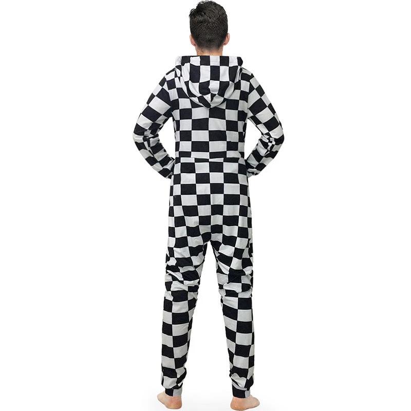 Men's Checkered Onesie Pajamas by GJG Denim