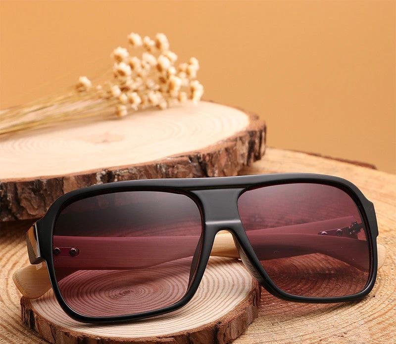 Wooden Square Sunglasses For Men by GJG Denim