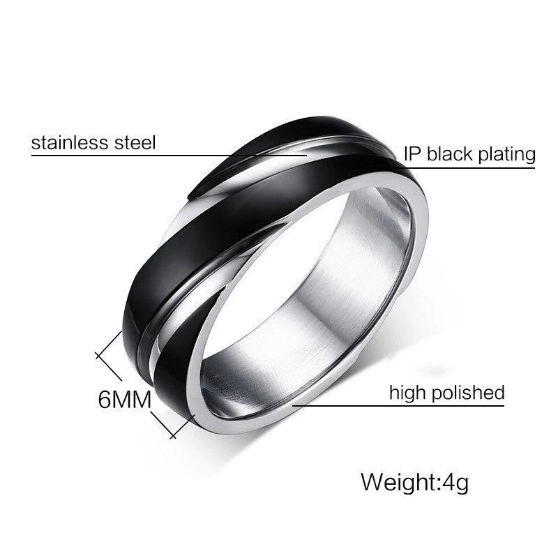 Men's Black Titanium Steel Twill Ring by GJG Denim