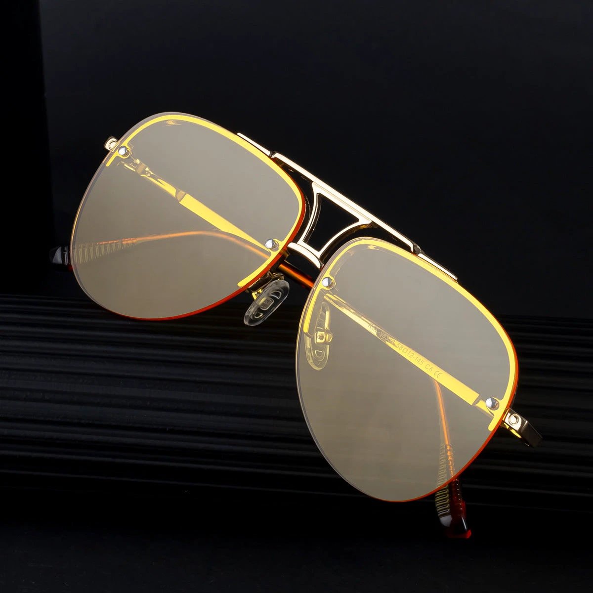 Men's Fashion Metal Half-Frame Sunglasses by GJG Denim