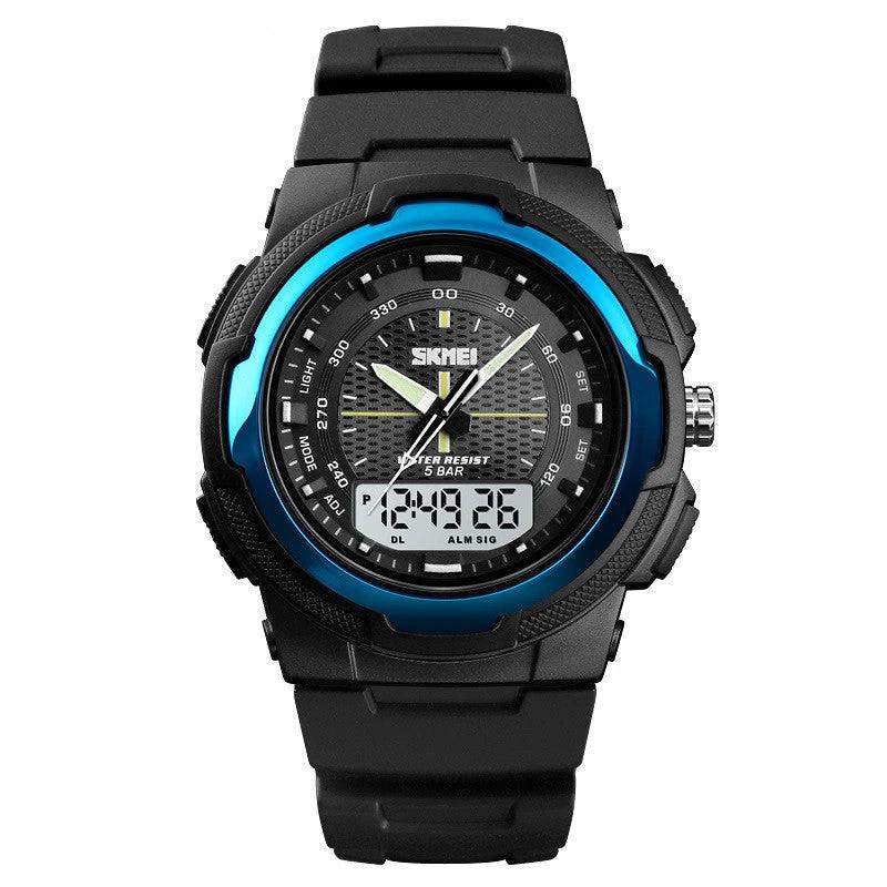 Men's Electronic Double Display Rubber Watch by GJG Denim