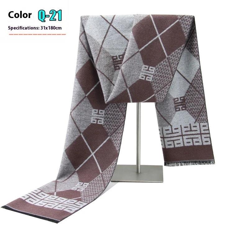Men's Warm Cashmere-like Striped Scarf by GJG Denim