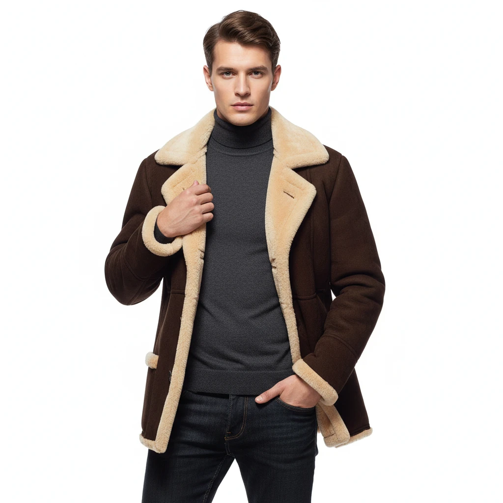 Men's Fleece Fur Thick Coat by GJG Denim