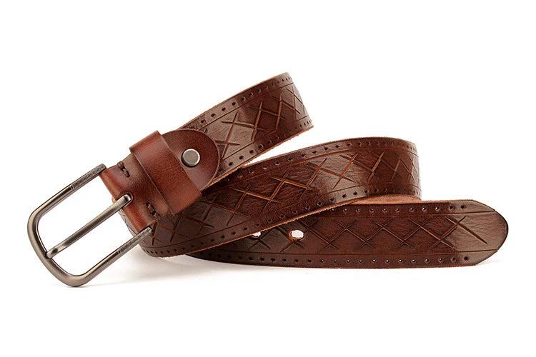 Men's Leather Pin Buckle Belt by GJG Denim