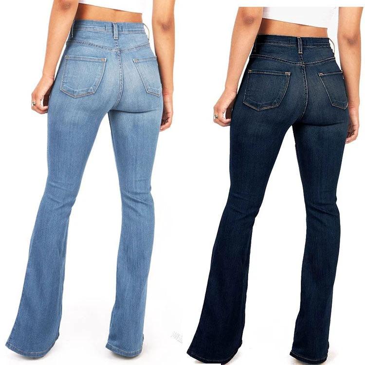 Flare Pants New Fashion High Waist Slim Elasticity Streetwear Long Pants by GJG Denim