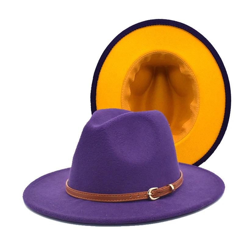 Men's Wool Double-sided Color Matching Jazz Hat by GJG Denim