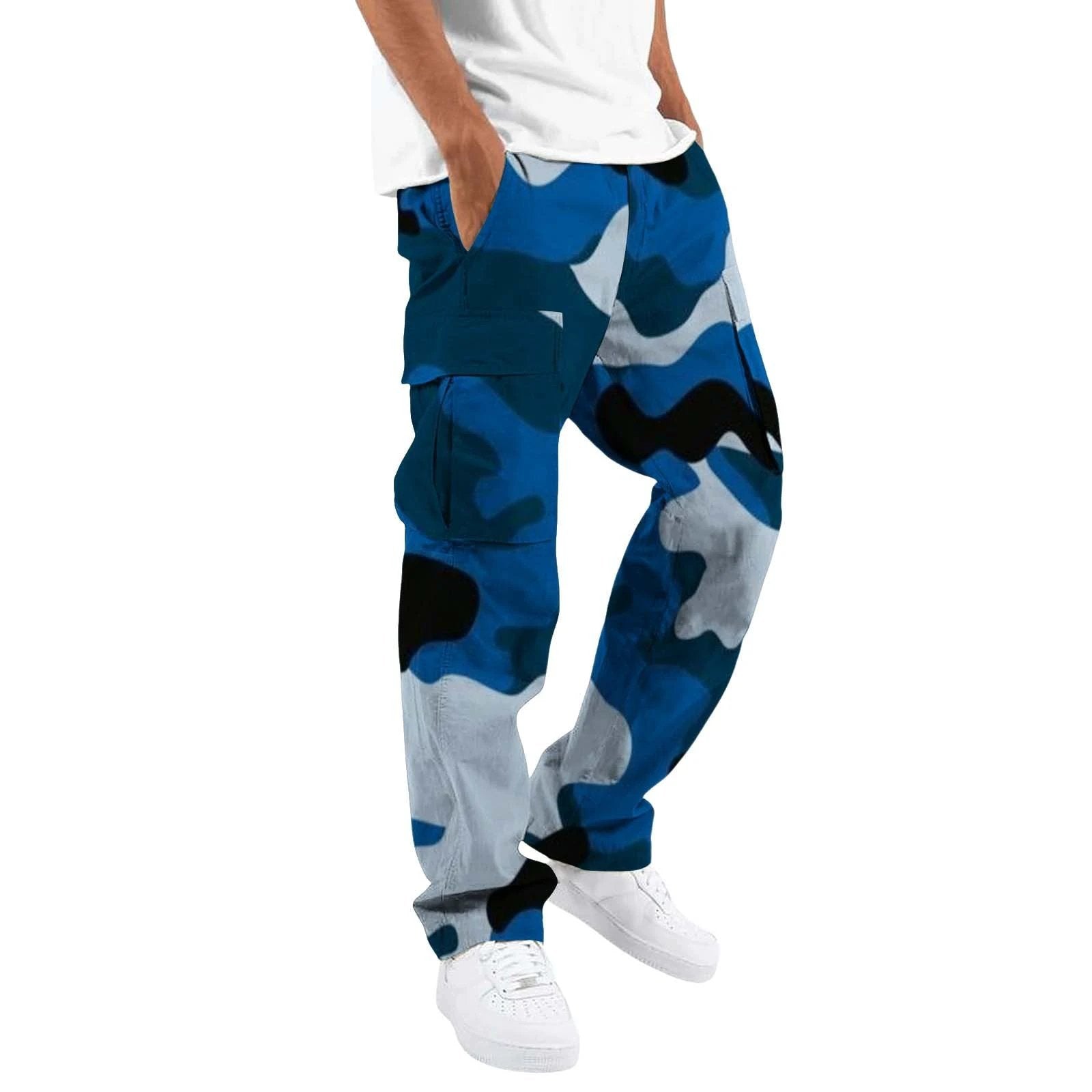 Fashion Camouflage cargo Men's Printing Fashion Outdoor Overalls Straight Rope Overalls Men's Clothing Men's Pants Casual by GJG Denim