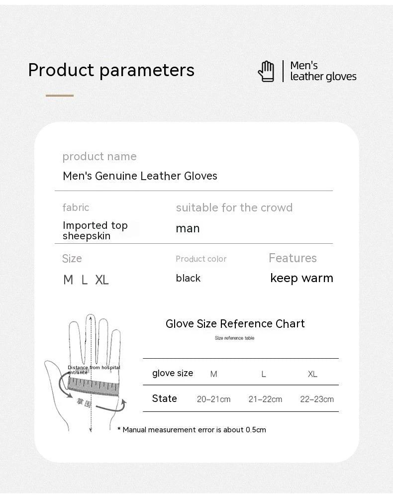 Fleece-lined Thickened Leather Gloves For Men by GJG Denim