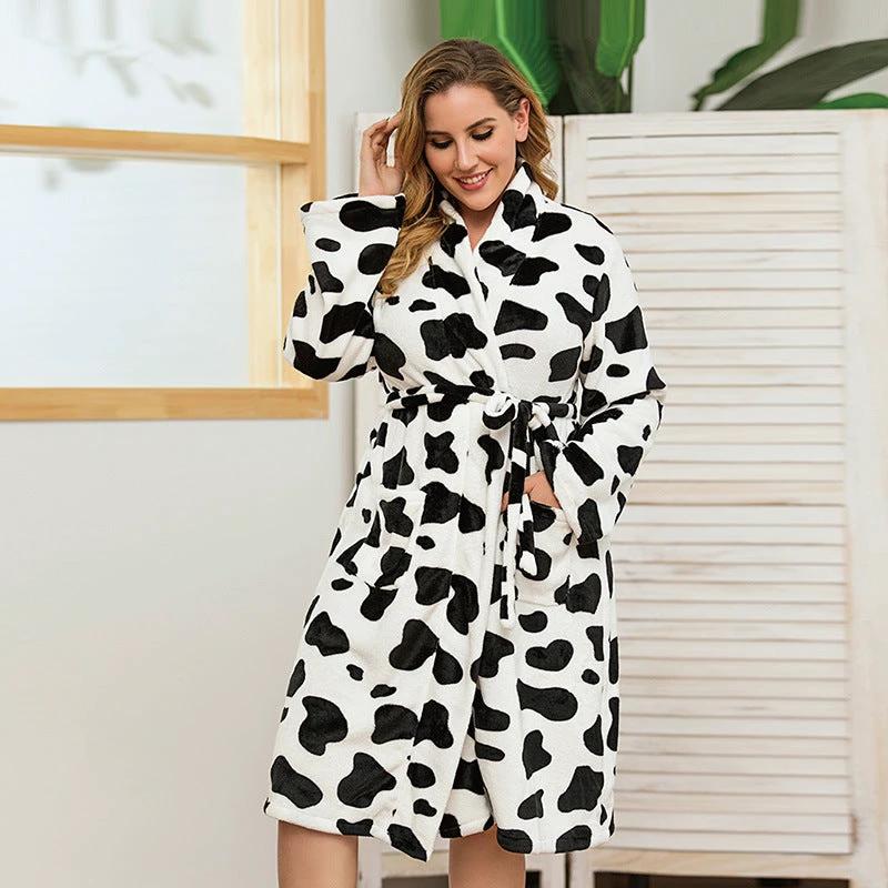 Plus Size Women Warm Nightgown Autumn Winter Thickened Flannel Casual Ladies Homewear Sister Can Wear by Lady Ros