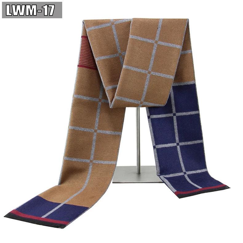 Men's Cashmere Autumn And Winter Business Plaid Scarf by GJG Denim