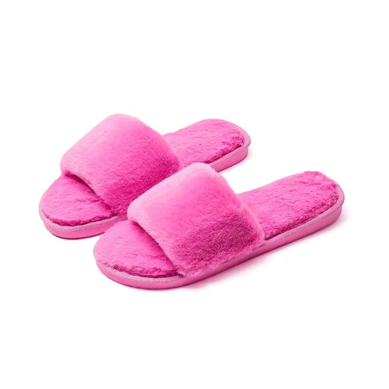 Fleece slippers women's one-word cotton slippers by GJG Denim