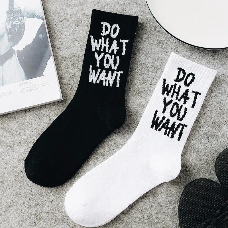 Retro Skateboard "Do What You Want" Tube Socks For Men by GJG Denim