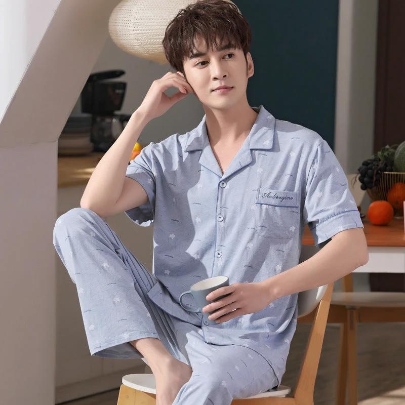 Short-Sleeved Men's Casual Pajamas by GJG Denim