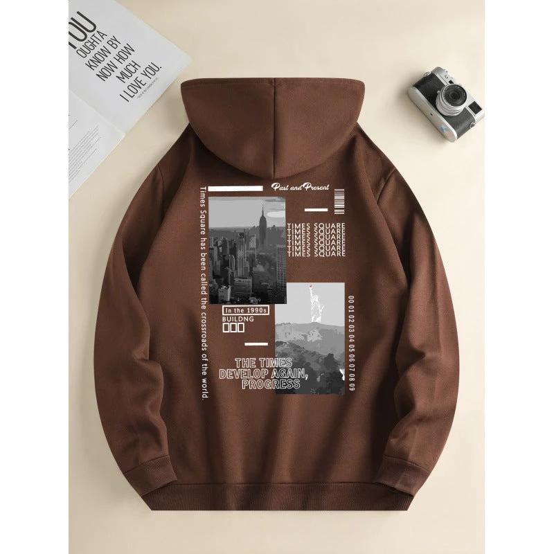 Men's Fashion Hooded Casual Daily Drawstring Sweater by GJG Denim