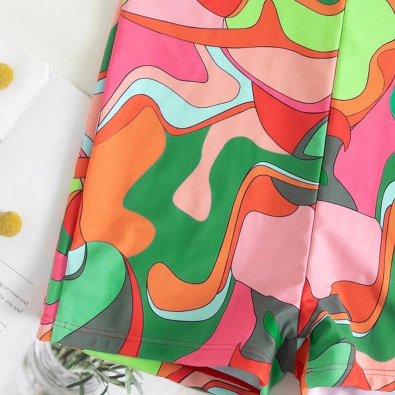 European And American Retro Printed One-piece Swimwear by GJG Denim