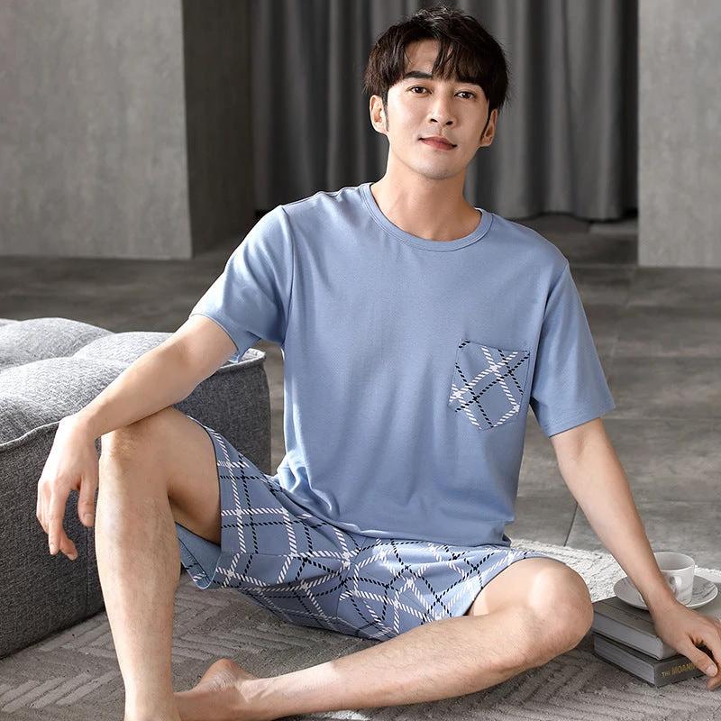Men's Cotton Short Sleeve Pajama Set by GJG Denim
