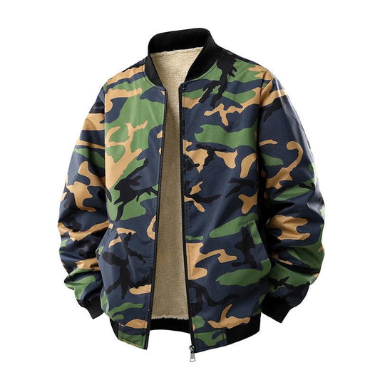 Men's Fleece-lined Thick Casual Camouflage Jacket by GJG Denim
