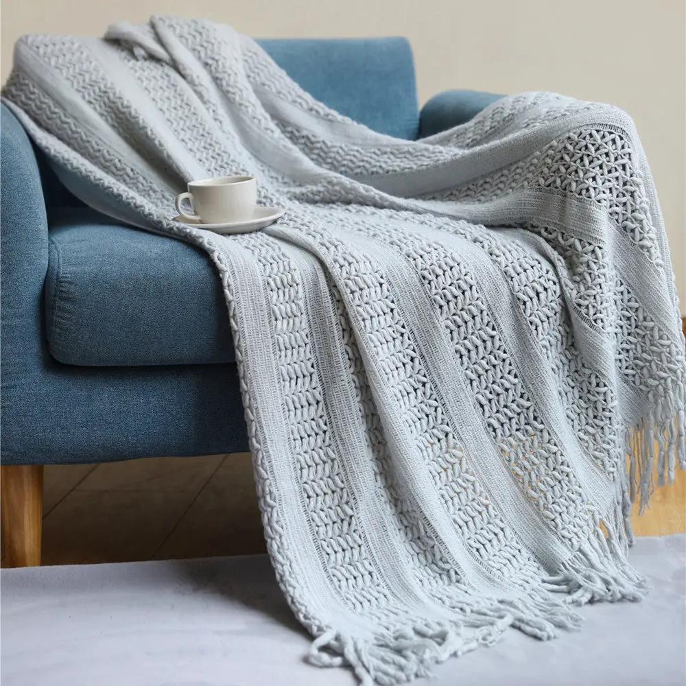 Knitted Sofa Throw Blanket by GJG Denim